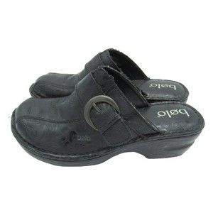 Bolo by Born Womens Size 8 Floral Embossed Mules Black Patent Leather Slip On